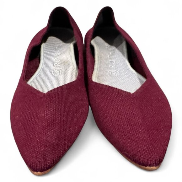 Rothys Size 9 The Point Merino Wool Aubergine Purple Retired Knit Flats Shoes - Picture 2 of 6
